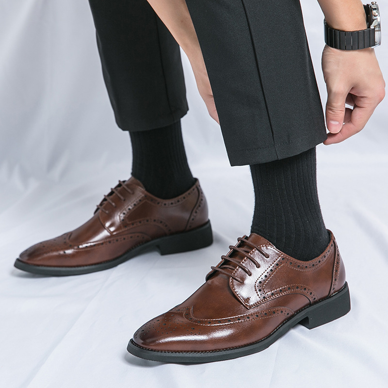 British Style Pointed Leather Shoes foto 4