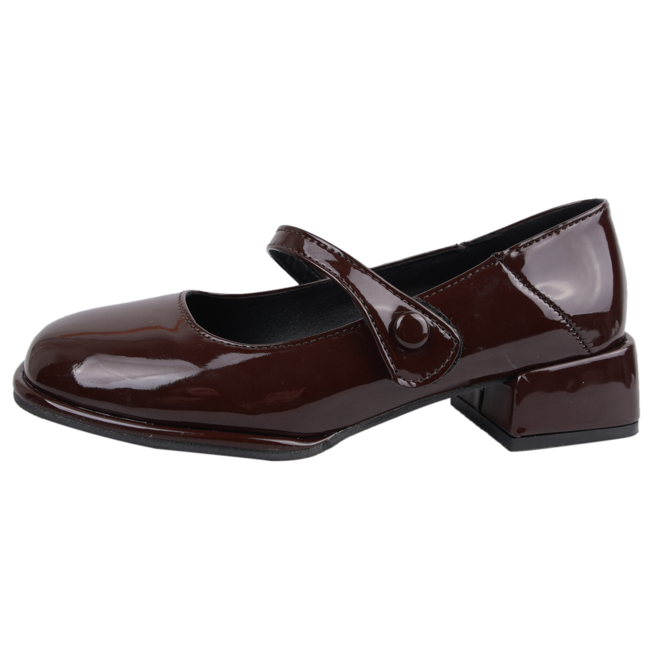 Womens Shallow Simple French-Style Retro Chunky-Heel Pumps foto 2