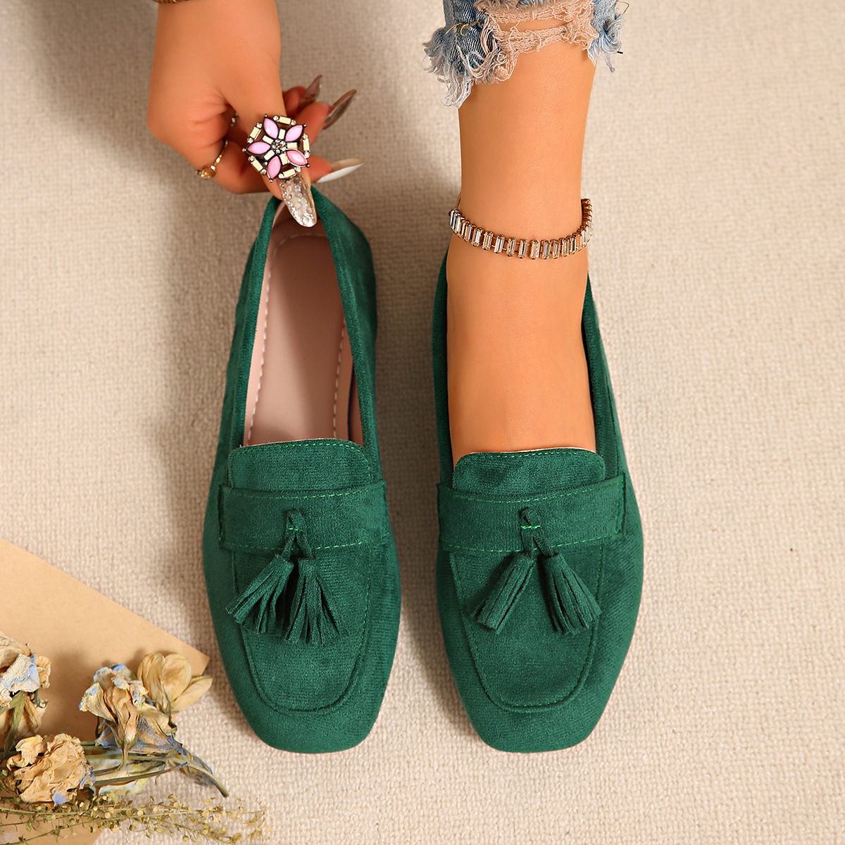 SpringAutumn Square Toe Slip On Casual Loafer Shoes foto 4