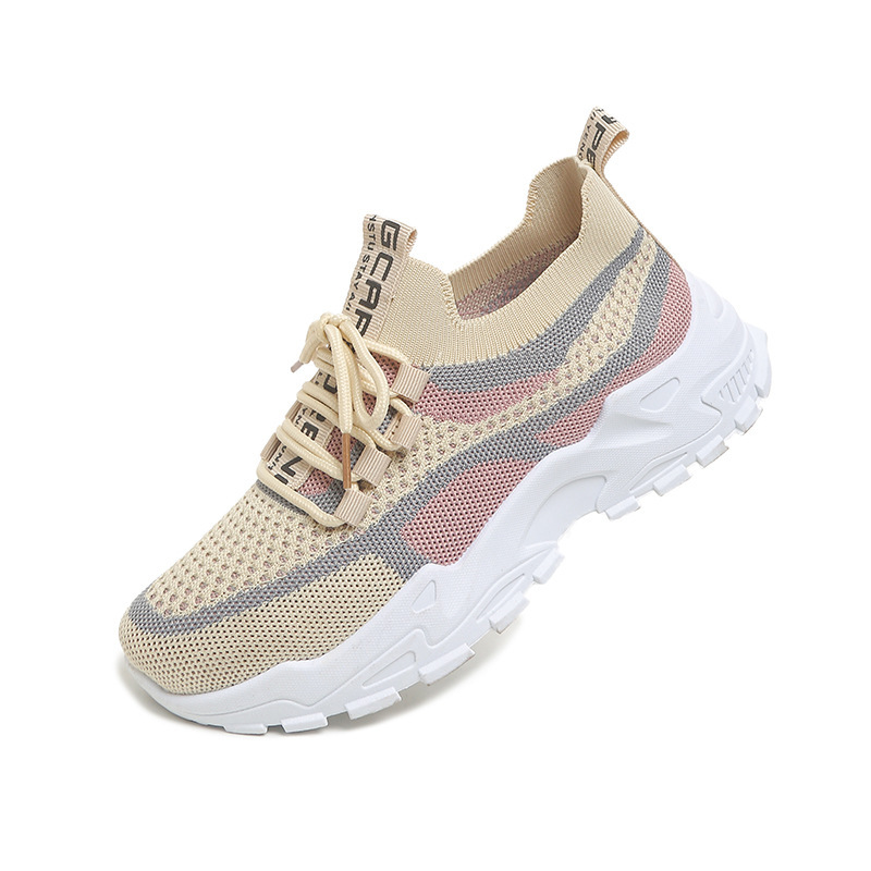 Breathable Mesh Lace-up Flyknit Casual Shoes For Women foto 5