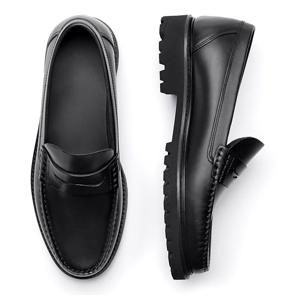 Men's Loafers Leather Shoes First Layer Cowhide Simple Casual Soft Sole Shoes foto 4