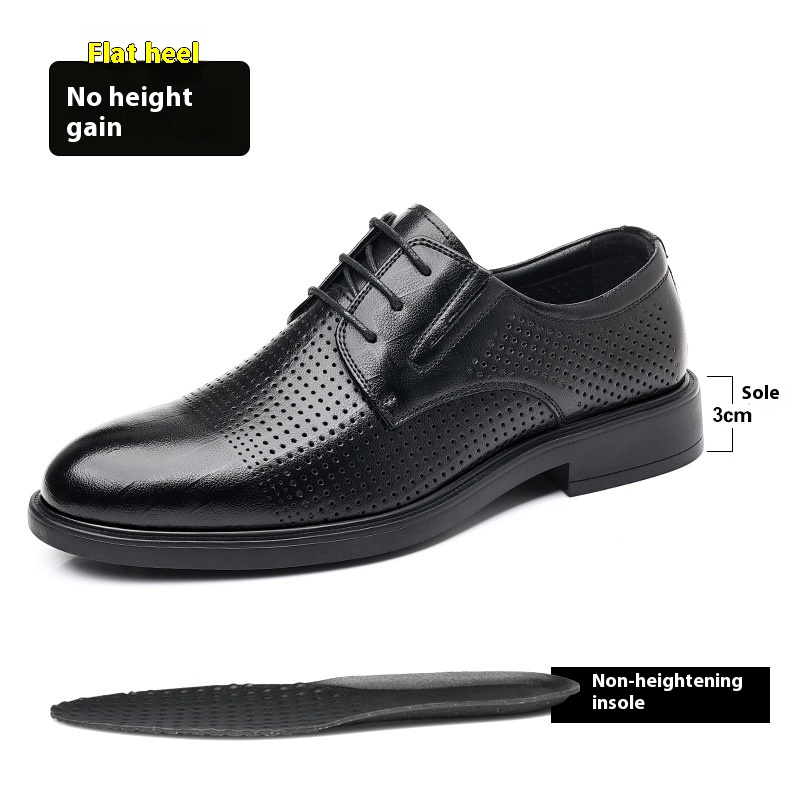 Men's Hollow-out Cowhide Height Increasing Insole Business Leather Shoes foto 4