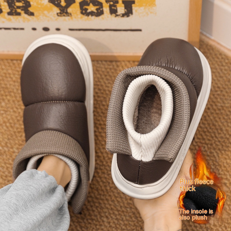 Snow Boots Men's Winter Warm Fur Integrated Waterproof Non-slip Home Cotton Slippers foto 4