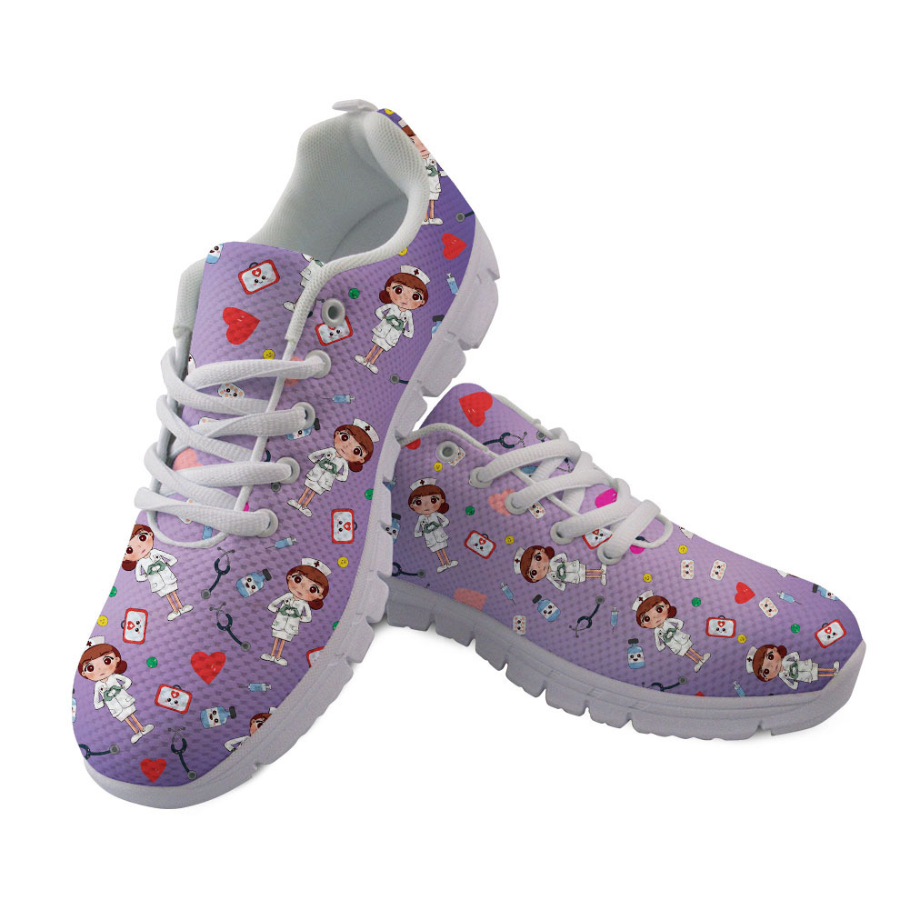 Cute Colorful Nurse Nurse Print Sports Casual Lightweight Lace-up Shoes foto 5
