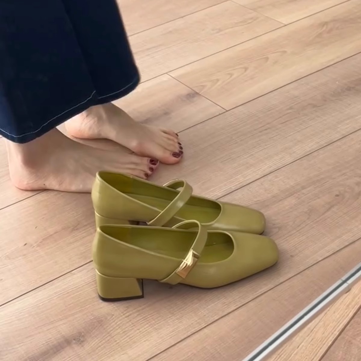 Single-strap Square-toe Chic Pumps Low-cut Mary Jane Shoes foto 3