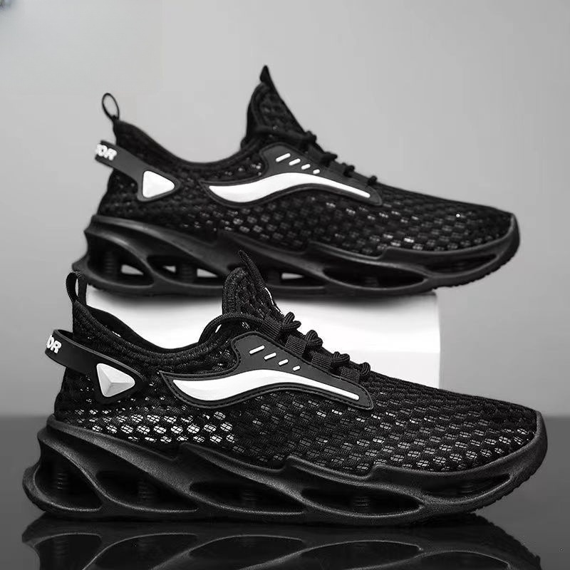 Men's Lace-up Sneakers Mesh Sports Shoes Fashion Hollow-sole Low Top Running Shoes foto 2