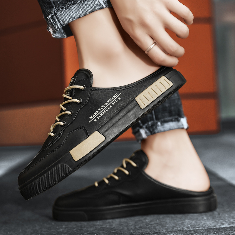 Men's Sneakers Sleeve Casual Fashion Pump Leather Color Matching Student White Shoes foto 5