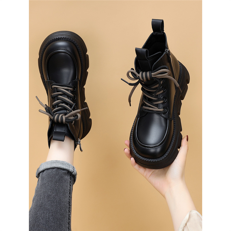 Womens Wool-lined Waterproof Thickened Leather Boots foto 2