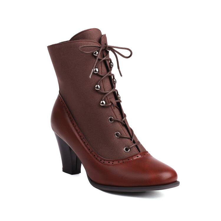 Retro British Style Cone-shaped Heel Martin Boots foto 4