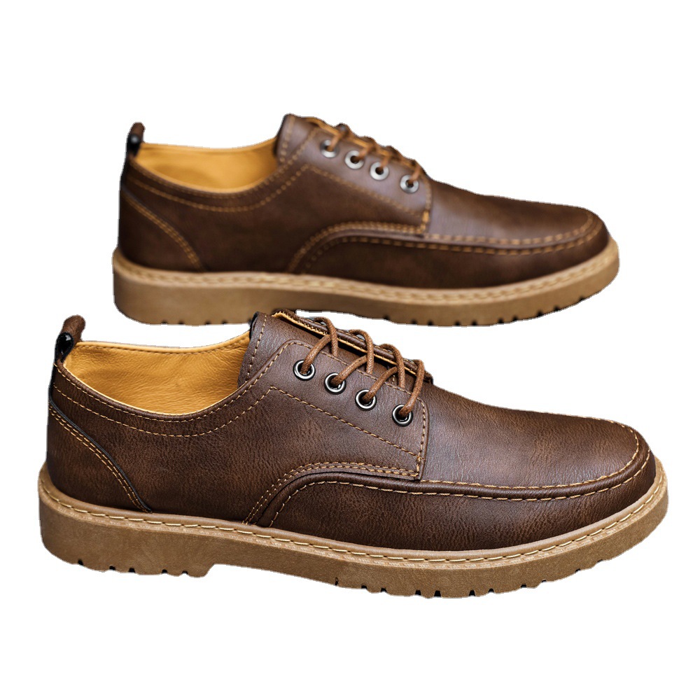 Plus Size Handsome Lace Up Casual Youth British Black Leather Shoes Men foto 4