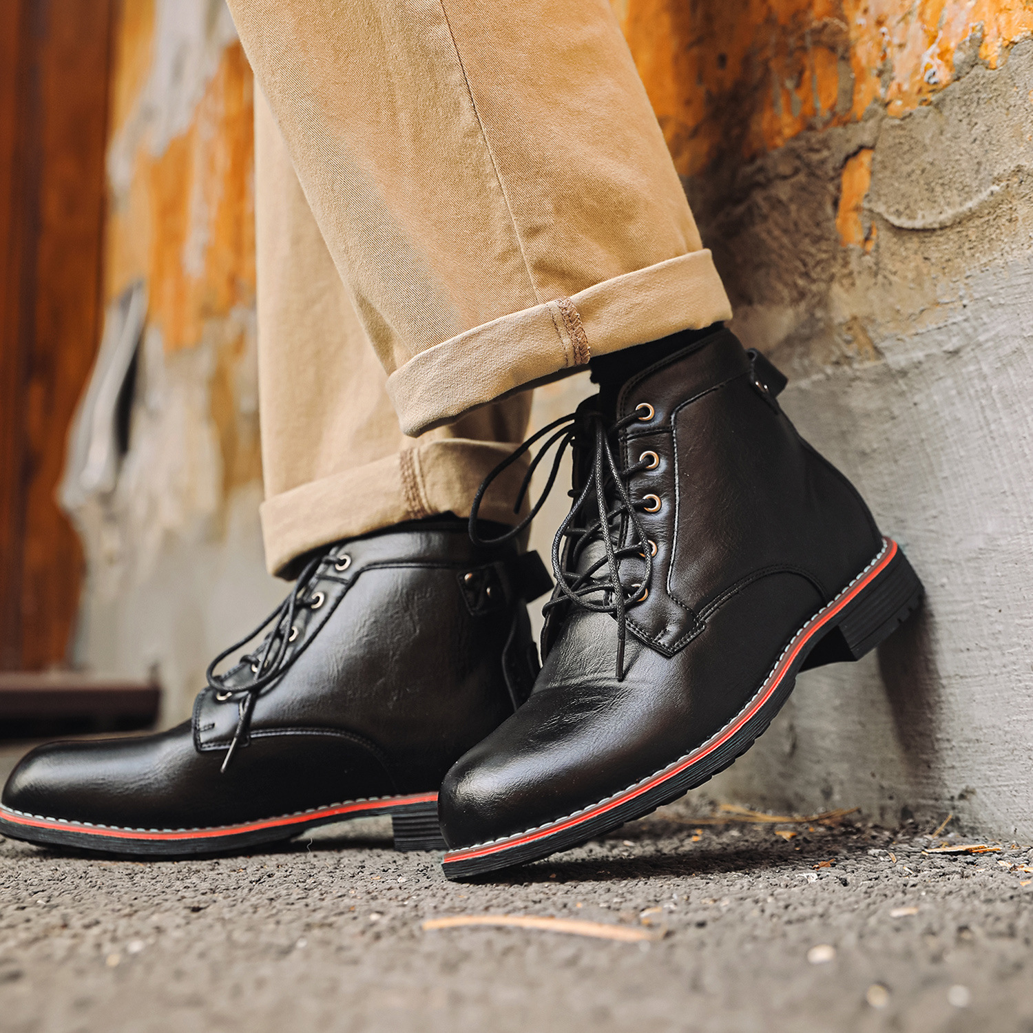 Men's Retro Lace-up Western Boots foto 3