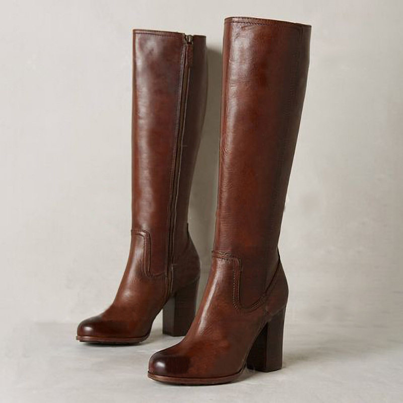 Womens Stylish Plus-size Boots With A Side Zipper And Chunky High Heel foto 2