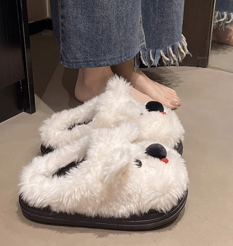 Scrawl Puppy Autumn Warm Closed Toe Indoor Home Cotton Slippers foto 3