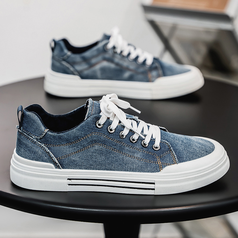 Men's Korean-style Fashion Plus Size Low-top Casual Denim All-matching Sneakers foto 3