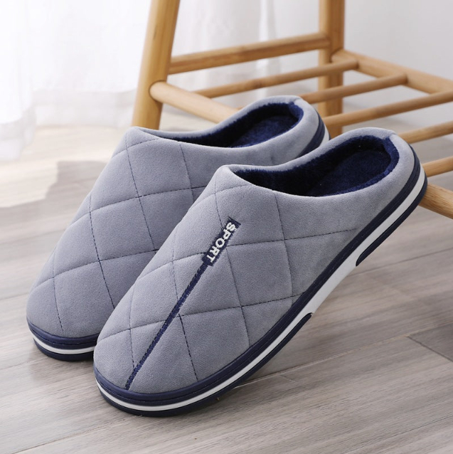 Winter Oversized Cotton Slippers Male PU foto 5