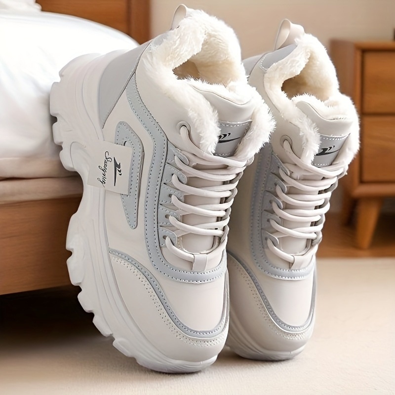 Womens Fleece-Lined High-Top Sporty Casual Warm Cotton Shoes foto 2