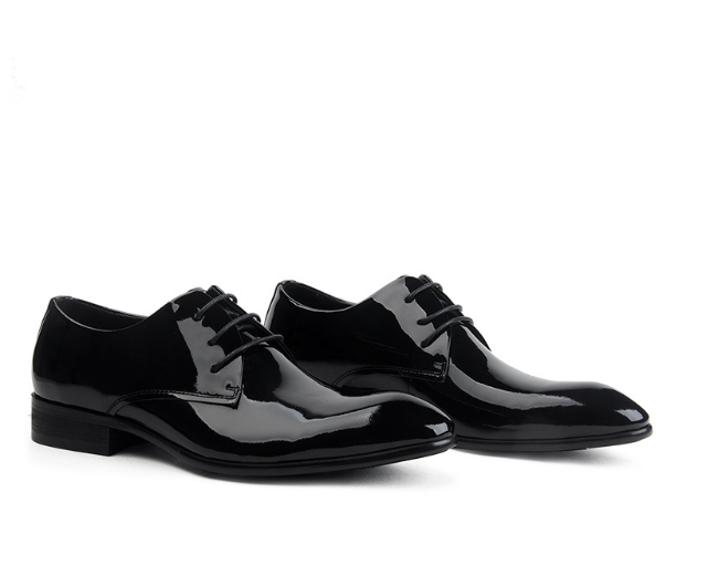 Leather Lace-up Glossy Wedding Shoes Leather Pointed-toe foto 5