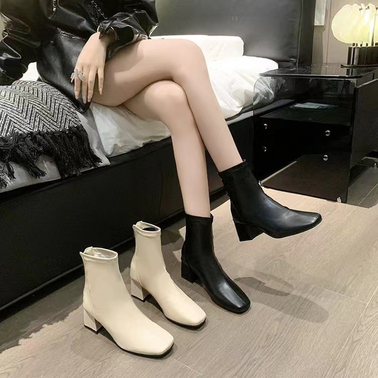 Boots Zipper Mid-calf And Low Length Martin Square Head foto 3