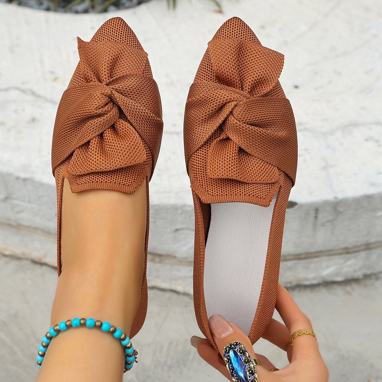 SpringSummer New Pointed-Toe Flyknit Shoes For Women With Bow Decoration foto 3