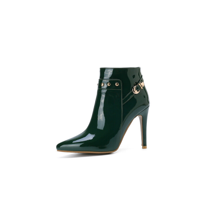 Stiletto-heeled Pointed-toe Low-cut Boots With Metal Studs