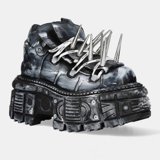 Heavy-metal Dark Rock Biker Distressed Studded Chunky-soled Shoes foto 2