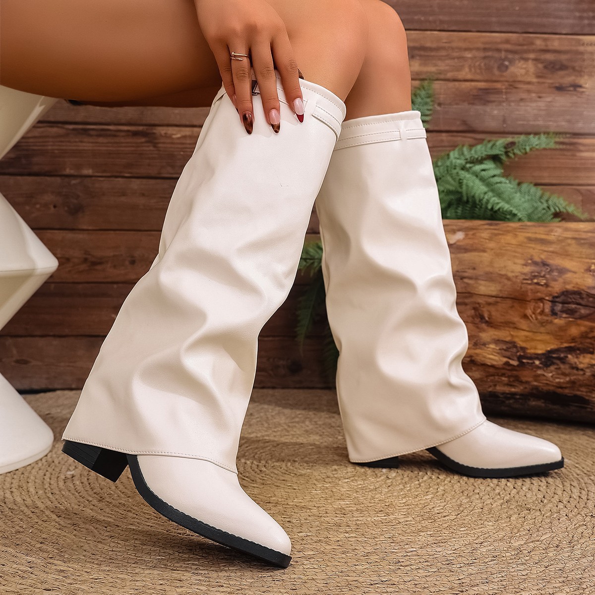 Autumn Chunky-Heel Plus-Size British-Style Over-the-Knee Boots foto 3