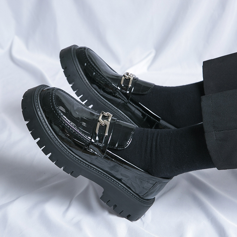 Men's Youth British Style Platform Big Head Workwear Leather Shoes