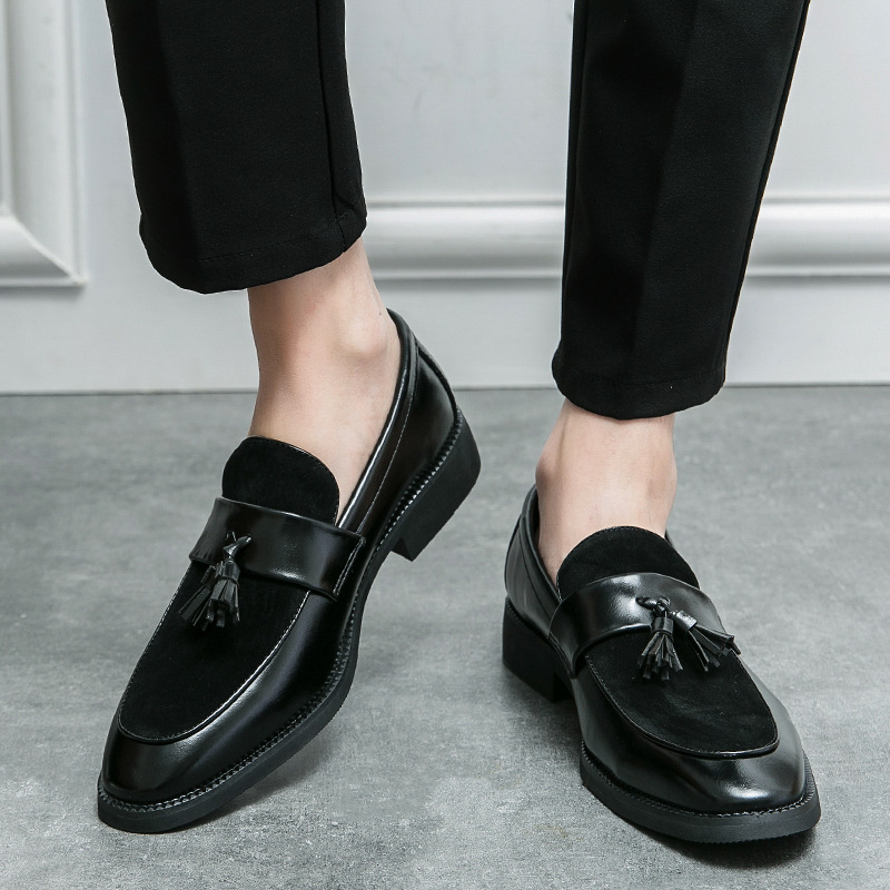 Men's Leather Shoes British Trend Slip-on Business Formal Men's Shoes foto 4