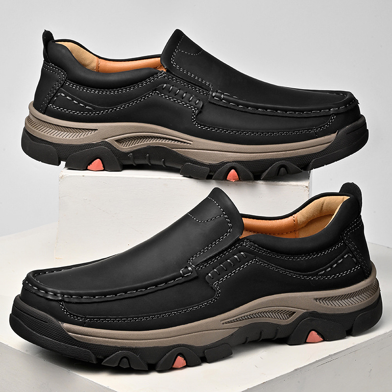 Mens Large-size Slip-on Lightweight Casual Leather Shoes foto 2