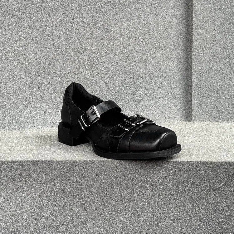 Women's Niche Round Toe Shallow Mouth Summer Leather Shoes foto 5