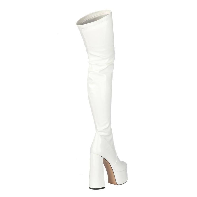 Womens Patent Leather Over-the-knee Booties With A Round Heel That Slim The Legs foto 5