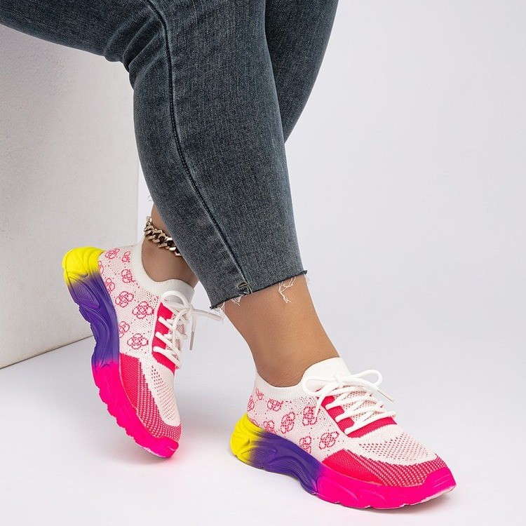 European And American-style Autumn Low-top Rainbow-soled Color-block Round-toe Flat Woven Athletic Shoes foto 3