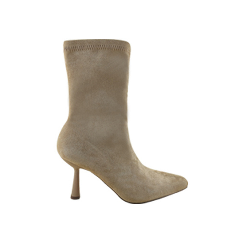 Stylish Mid-calf Suede Stretch High Heels With A Thin Heel That Flatters The Legs foto 5