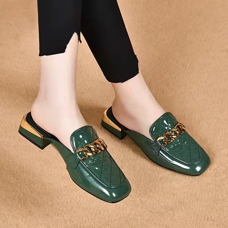 Women's Spring And Summer New Women's Shoes Mid Heel Toe Box Slippers foto 3