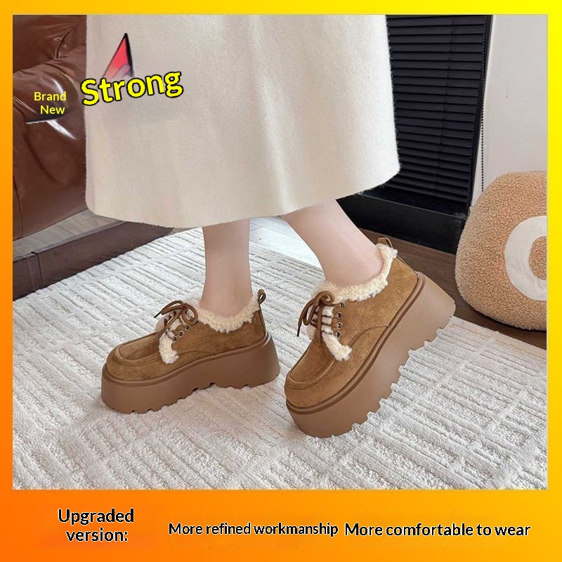 Fleece-lined, Thick Cotton Shoes With A Chunky Sole foto 4