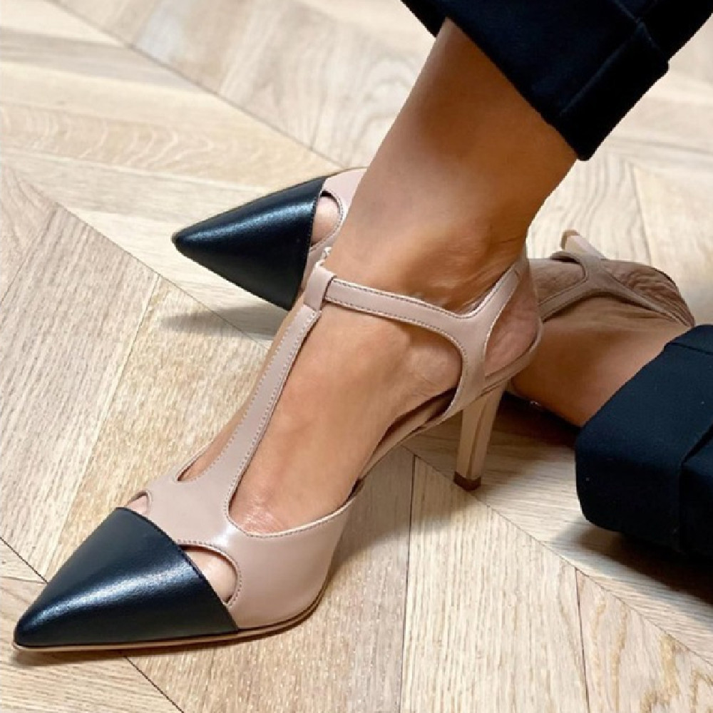 Summer High Heel Fashion Color Matching Buckle Sandals foto 2