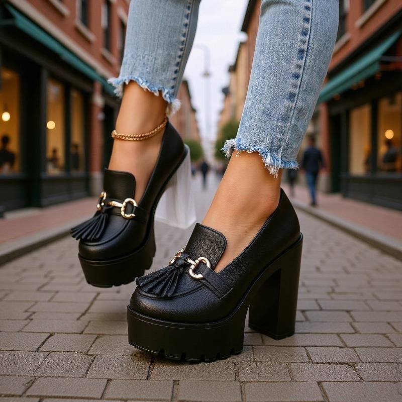 Tasseled Metal-Decorated High-Heel Pumps For Women foto 2