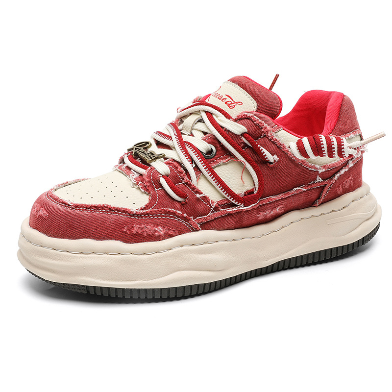 Washed And Dissolved Thick Bottom 7CM Invisible Height Increasing Insole Shoes Men's Sports Casual Borad Shoes foto 3