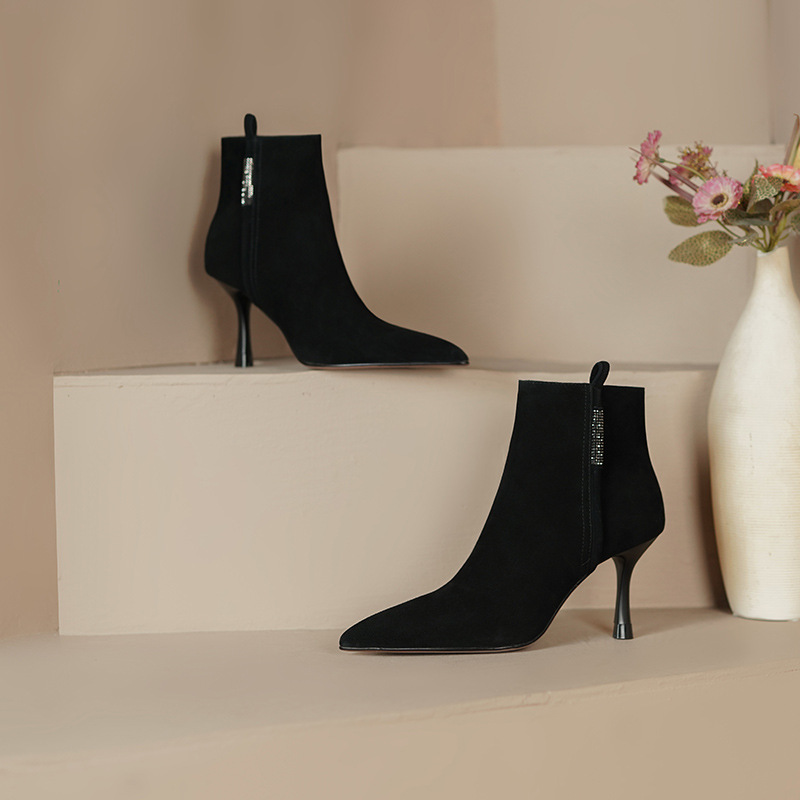 Side Zipper Rhinestone Women's Bare Elegant Woman Martin Boots foto 5