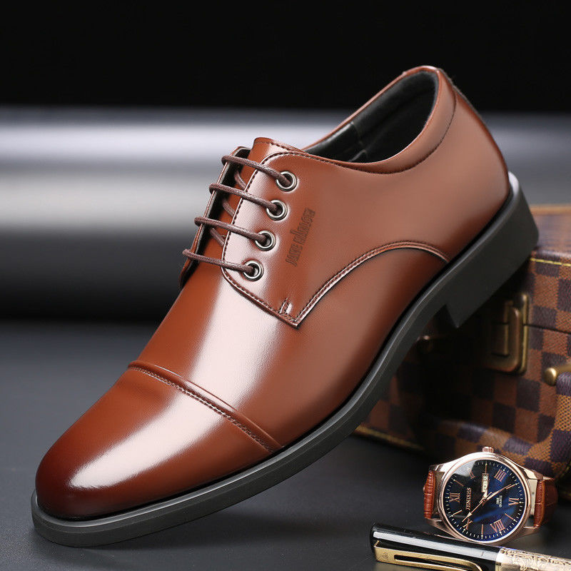 Men's Three-joint Height Increasing Insole Genuine Leather Shoes foto 4