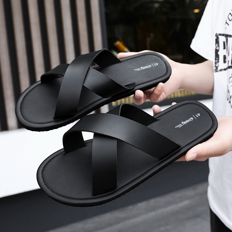 Lightweight Soft Sole Comfortable Black Fashion Casual Simple Men's Slippers foto 4