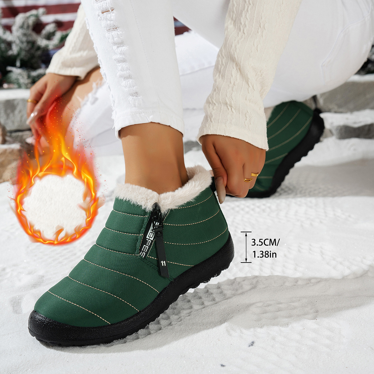 Waterproof Umbrella Cloth Snow Boots Low-top Side Zipper Non-slip Cotton-padded Boots foto 3