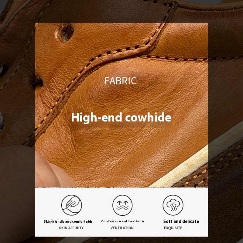 Genuine Leather Summer New Sports Breathable Platform Retro Shoes foto 4