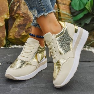 Wedge Soled Height Increasing Casual Sneakers For Women foto 5