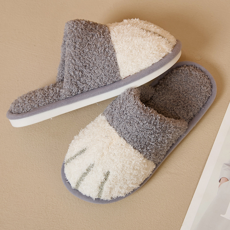 Cute Cartoon Cat Paw Plush Slippers For Home foto 3