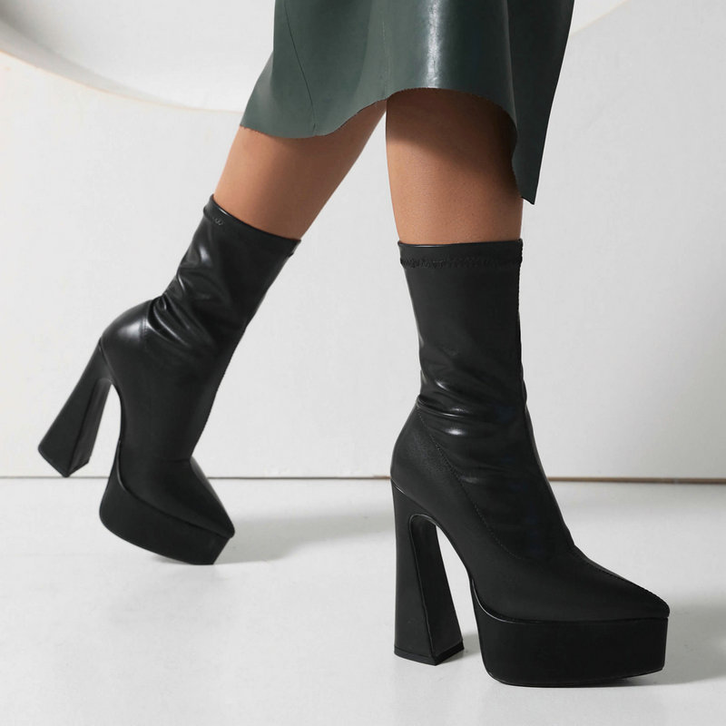 Women's Thick Heel Super High Heel Platform Booties foto 3