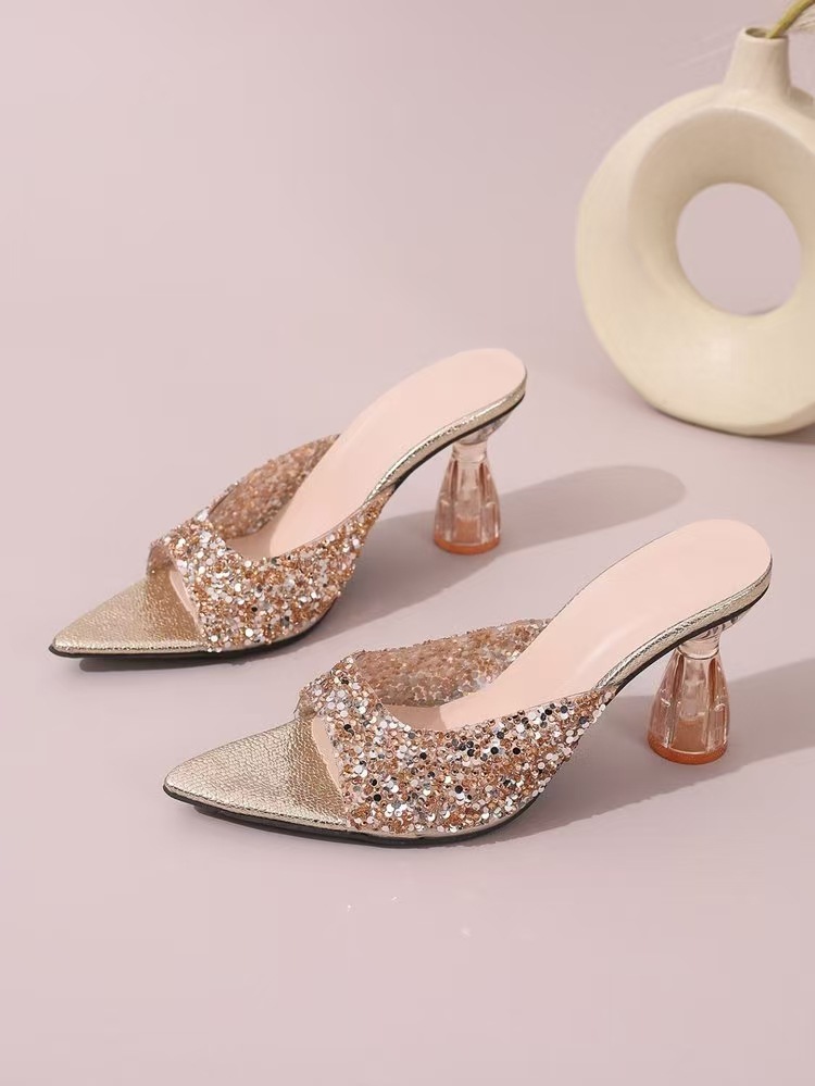 Galaxy Star Silver Rhinestone Crystal Heel Sandals foto 5