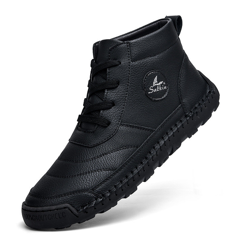 Plus Size Men's Leather Shoes High-top Hand Stitching foto 5