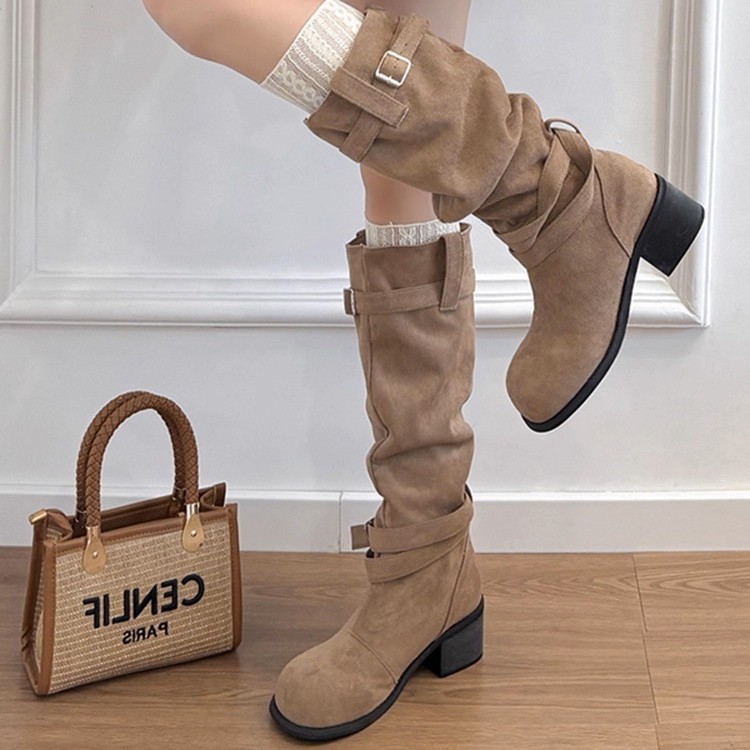 Women's Leather Pleated Pile Style Fashion Boots foto 5