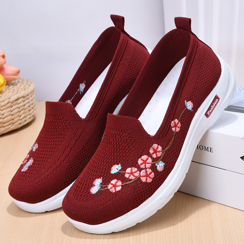 Fashionable And Comfortable Breathable Embroidered Women's Flying Woven Sports Anti-slip Pumps foto 4